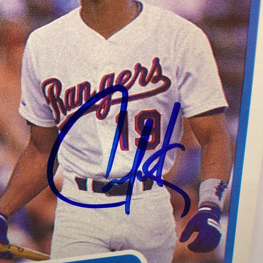 1990 Fleer Juan Gonzalez Rangers #297 In person autograph (076)